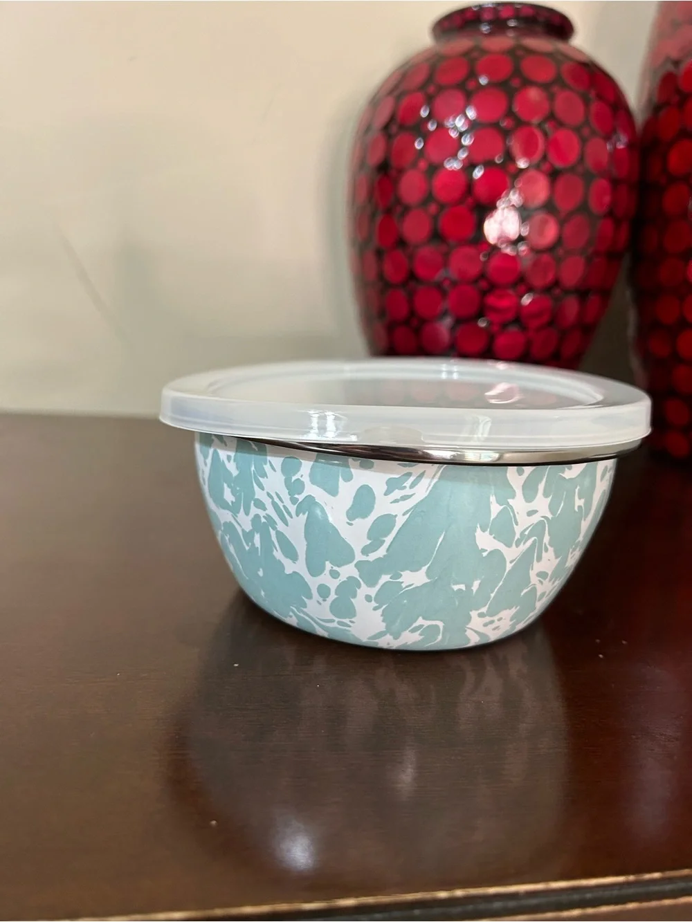 golden Rabbit Sea Glass Swirl 2 piece Prep Bowl Set with Lids